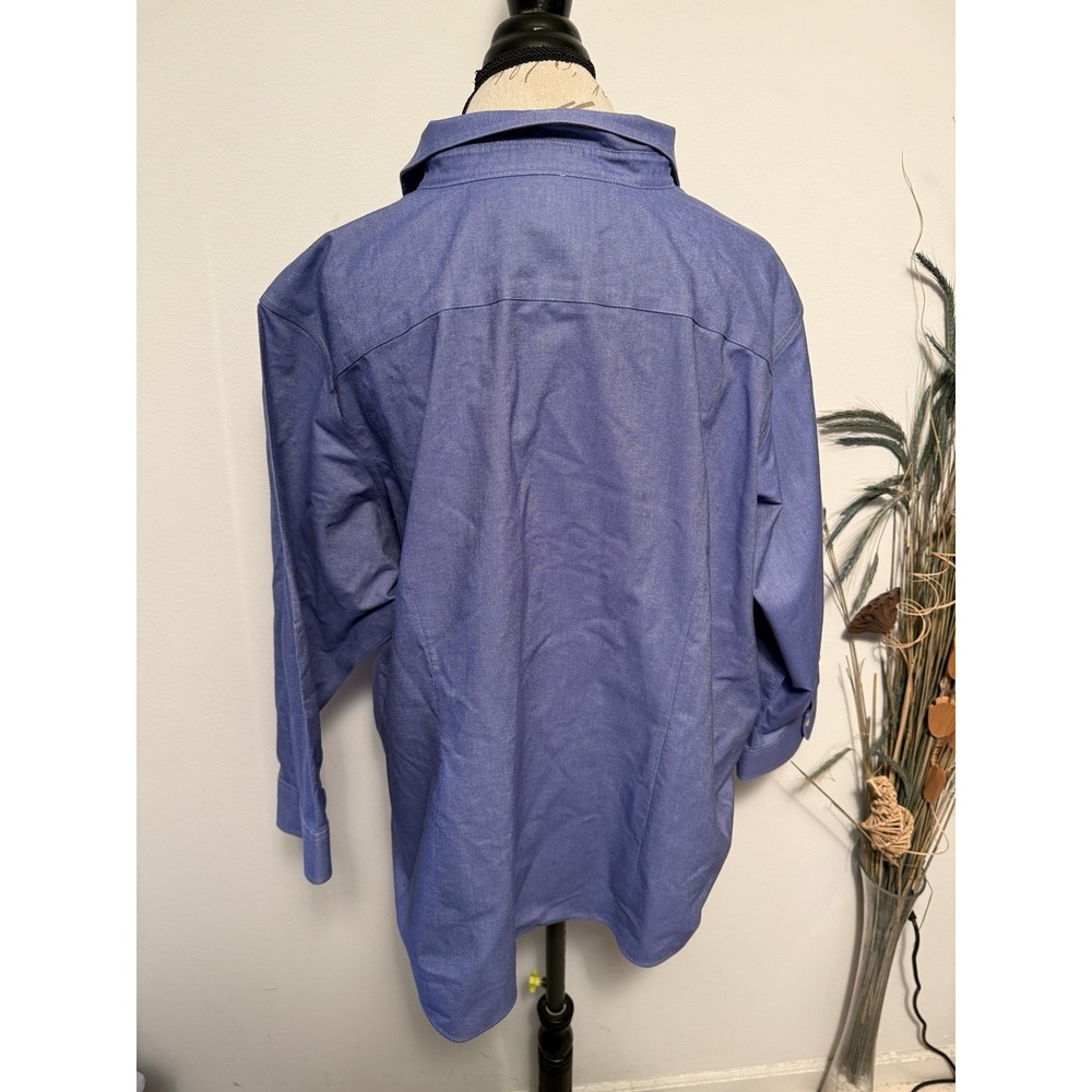 LLBean Mens Wrinkle Resist Cotton Long Sleeve Button Down Shirt 3X Blue - Picture 2 of 5